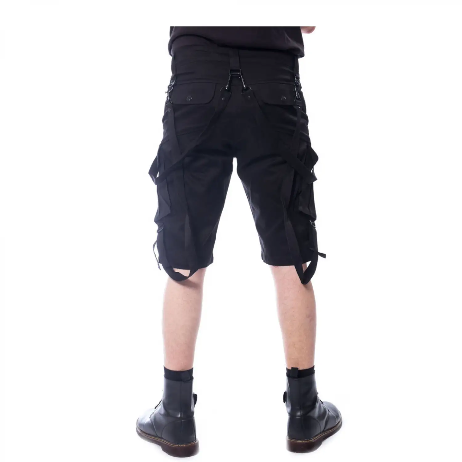 Men's Punk Rock Gothic Cargo Shorts With Straps - Industrial Style